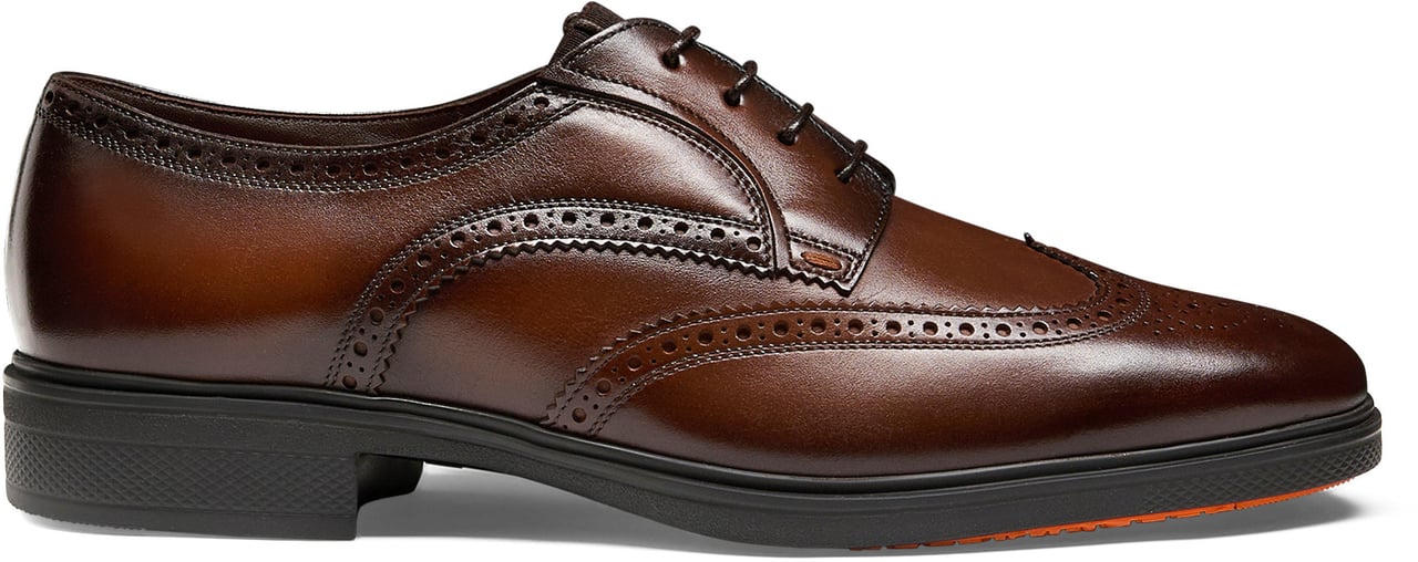 Santoni Men's leather Easy brogue laceup Wit