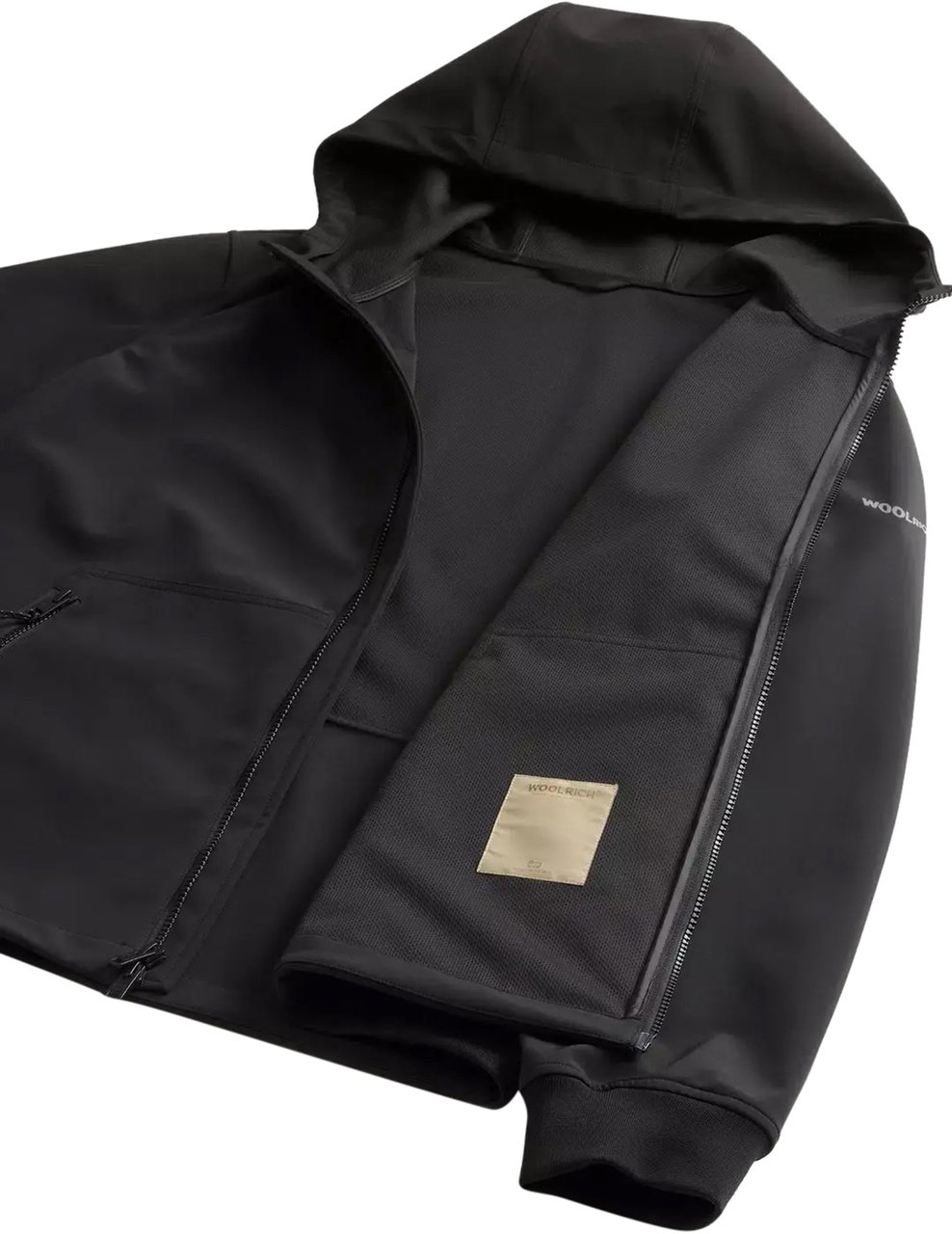 Woolrich Soft Shell Full Zip Hoodie Black Zwart