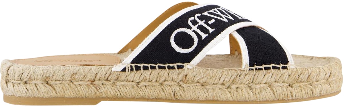 OFF-WHITE Dames Criss Cross Slipper Zwart/Wit Zwart