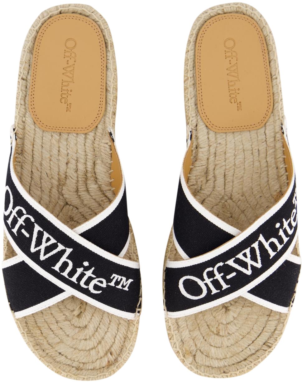 OFF-WHITE Dames Criss Cross Slipper Zwart/Wit Zwart