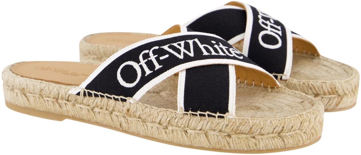 OFF-WHITE Dames Criss Cross Slipper Zwart/Wit Zwart