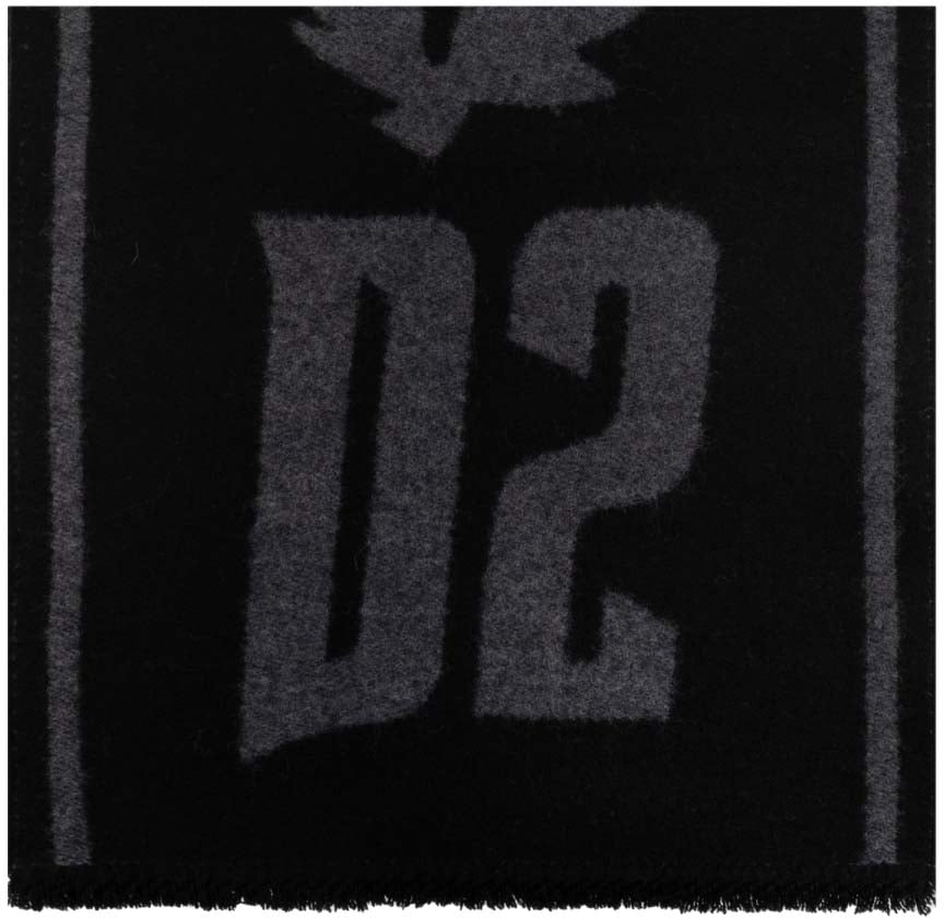Dsquared2 Horror Logo Knit Scarf Zwart