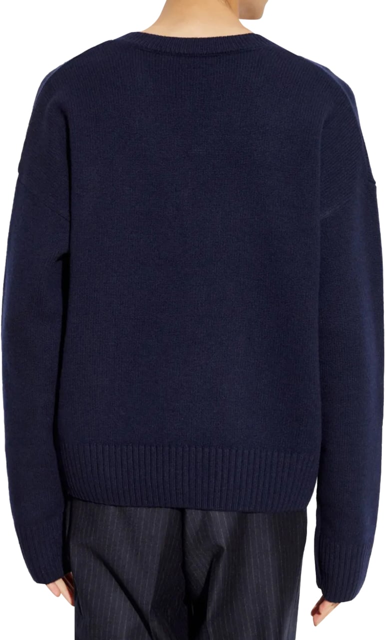 AMI Paris De Coeur Logo Wool/cashmere Sweater Blauw