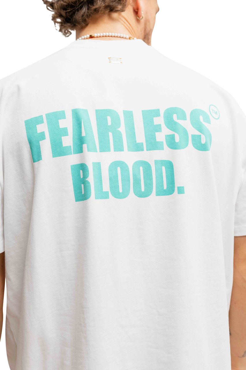 Fearless Blood Leader Club Washed T-Shirt Heren Wit/Turquoise Wit