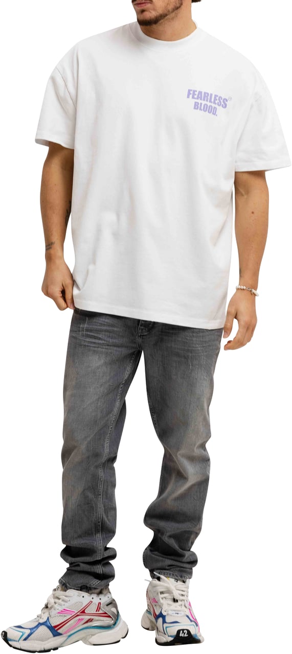 Fearless Blood Leader Club Washed T-Shirt Heren Wit/Lila Wit