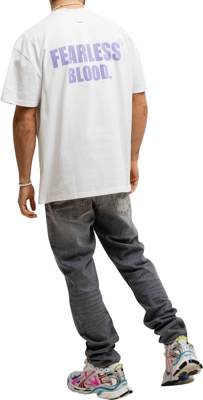 Fearless Blood Leader Club Washed T-Shirt Heren Wit/Lila Wit