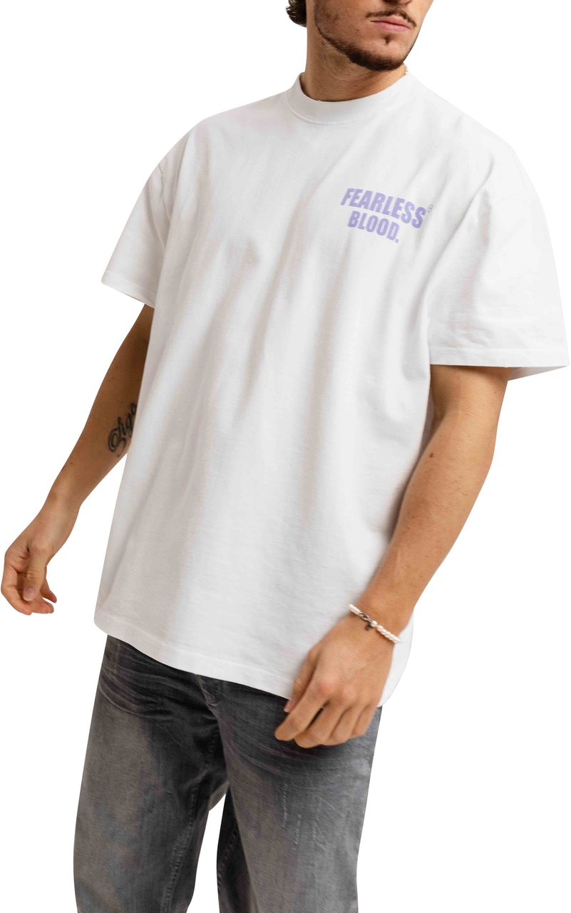 Fearless Blood Leader Club Washed T-Shirt Heren Wit/Lila Wit