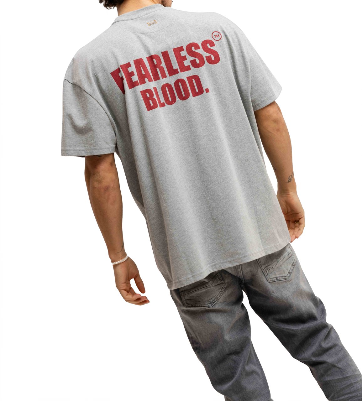 Fearless Blood Leader Club Washed T-Shirt Heren Grijs/Rood Grijs