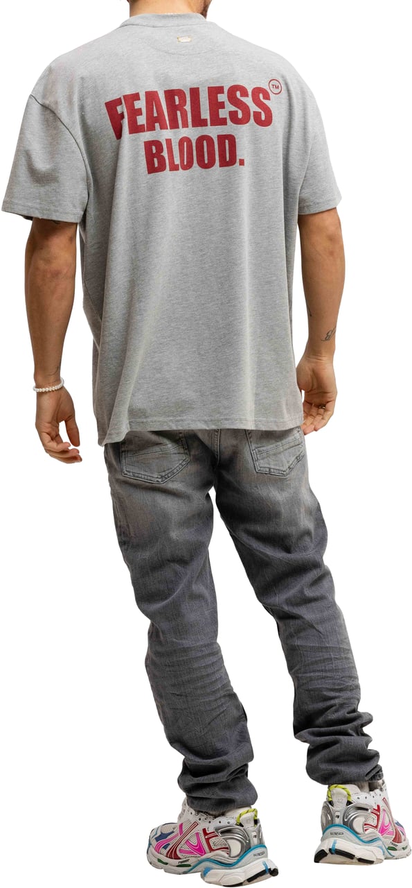 Fearless Blood Leader Club Washed T-Shirt Heren Grijs/Rood Grijs
