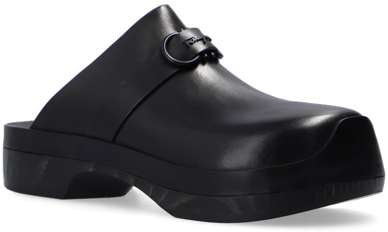 Ferragamo Salvatore Ferragamo Nope Leather Slides Zwart
