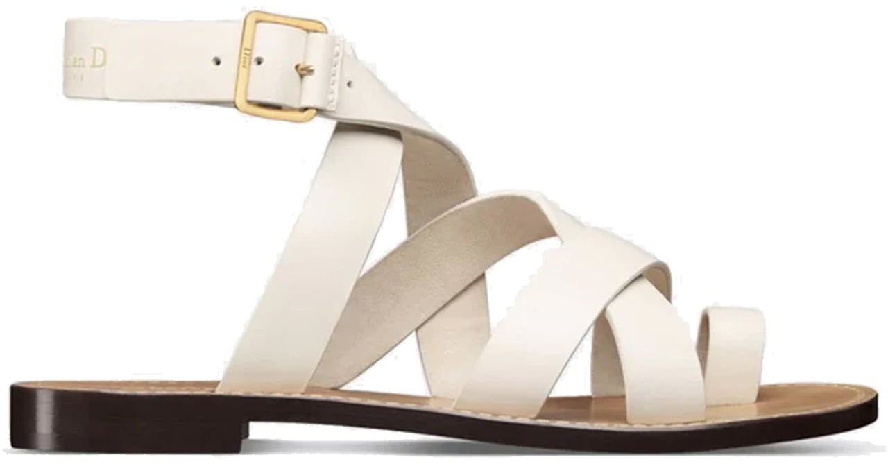 Dior Dior Sun Leather Flat Sandals Wit
