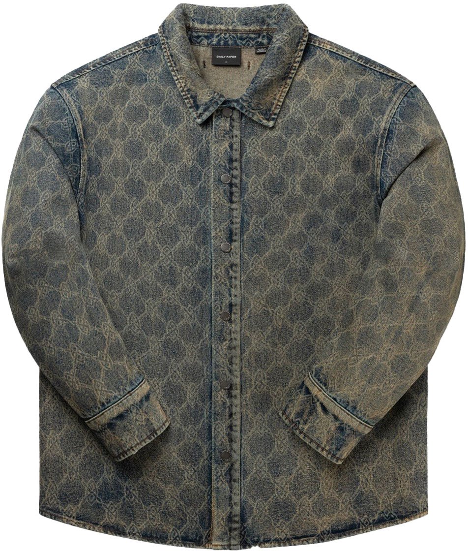 Daily Paper chemise en jean laser blue shield Blauw