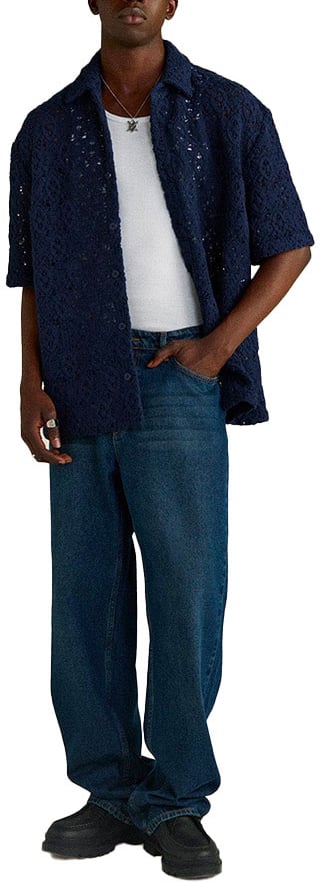 Daily Paper Heren Lace Shield Shirt Blauw Blauw