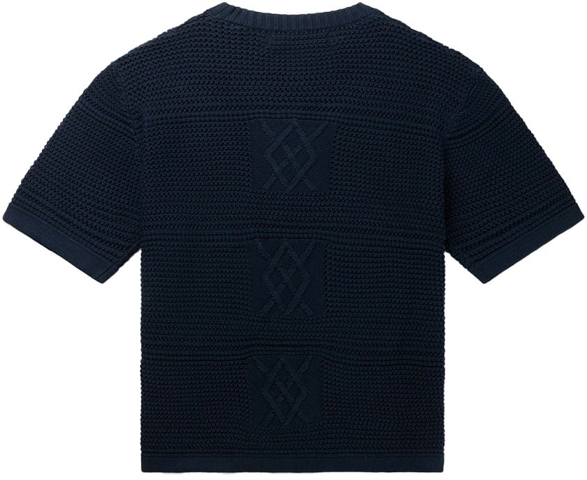 Daily Paper t shirt crochete bleu marine Blauw