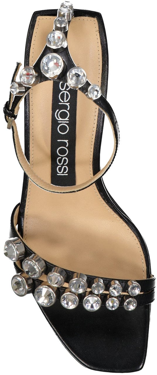 Sergio Rossi Sergio Rossi Leather Crystal Sandals Zwart