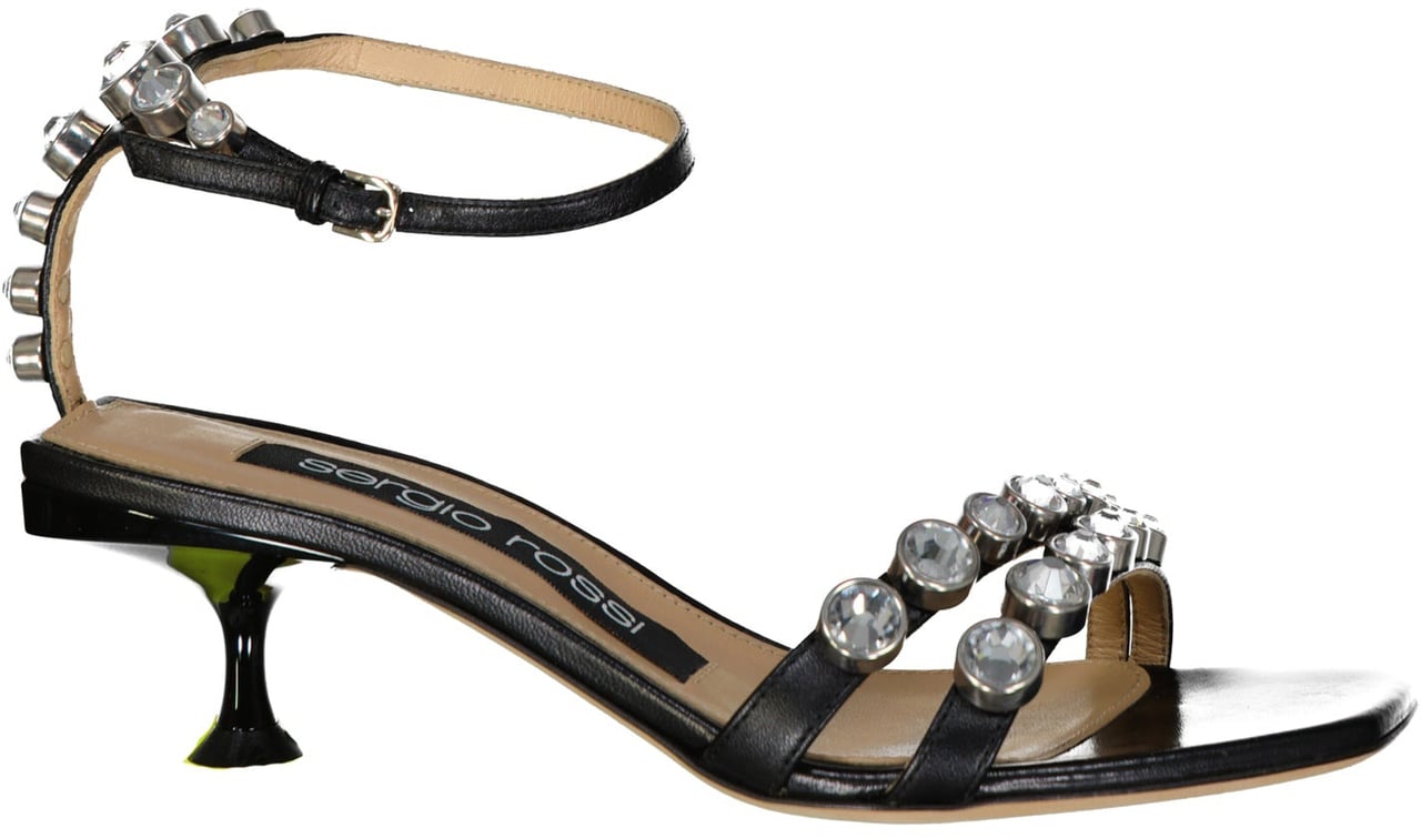 Sergio Rossi Sergio Rossi Leather Crystal Sandals Zwart
