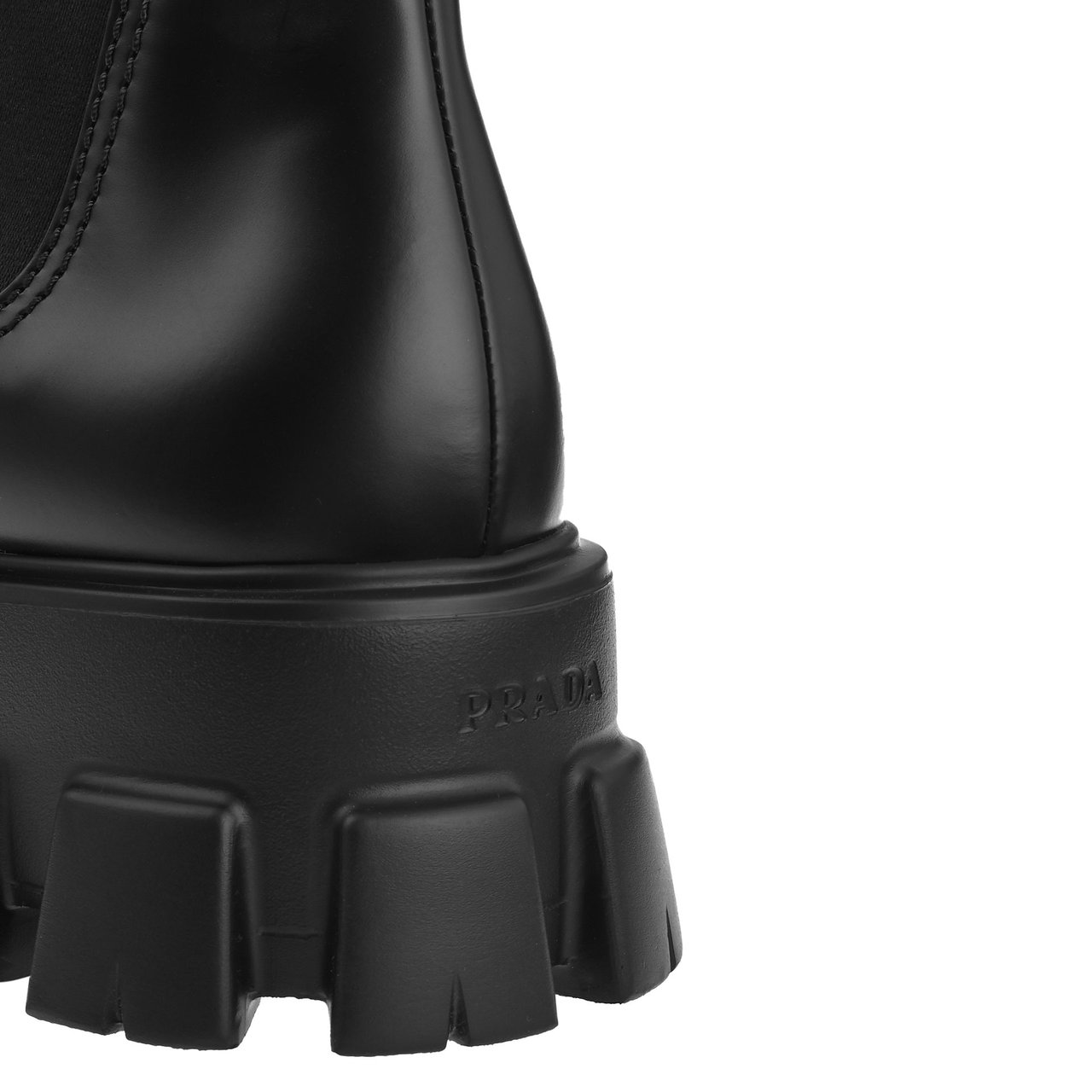 Prada Prada Monolith Leather Ankle Boots Zwart