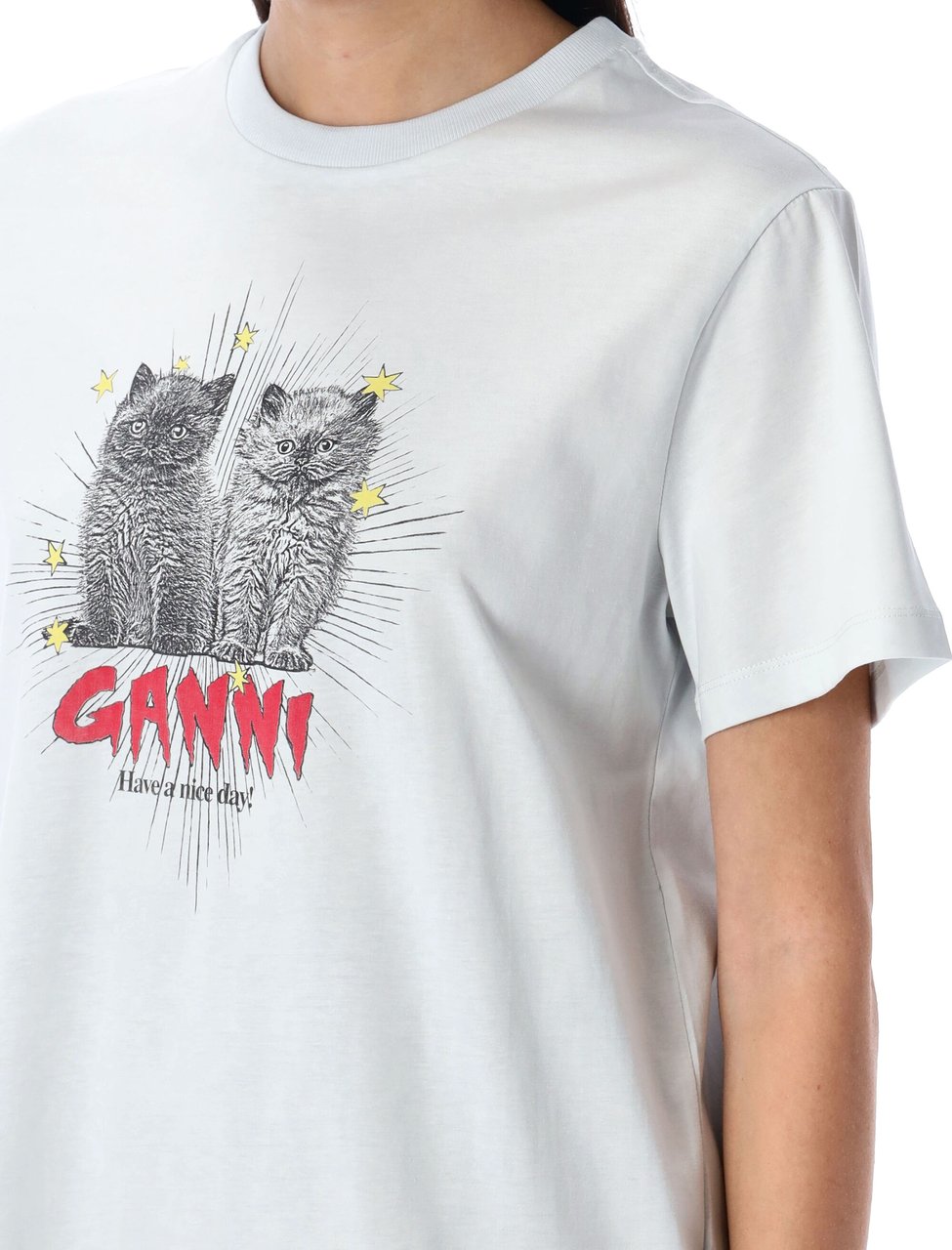 Ganni TSHIRT CAT Bruin