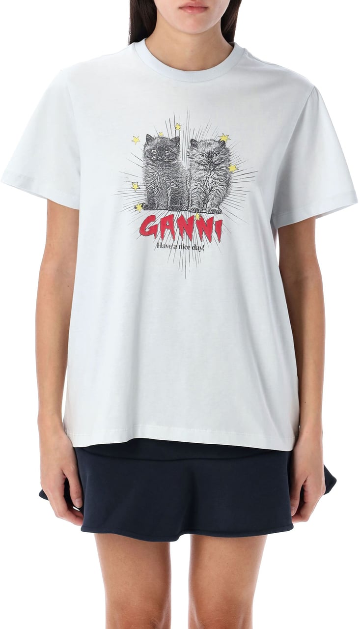 Ganni TSHIRT CAT Bruin