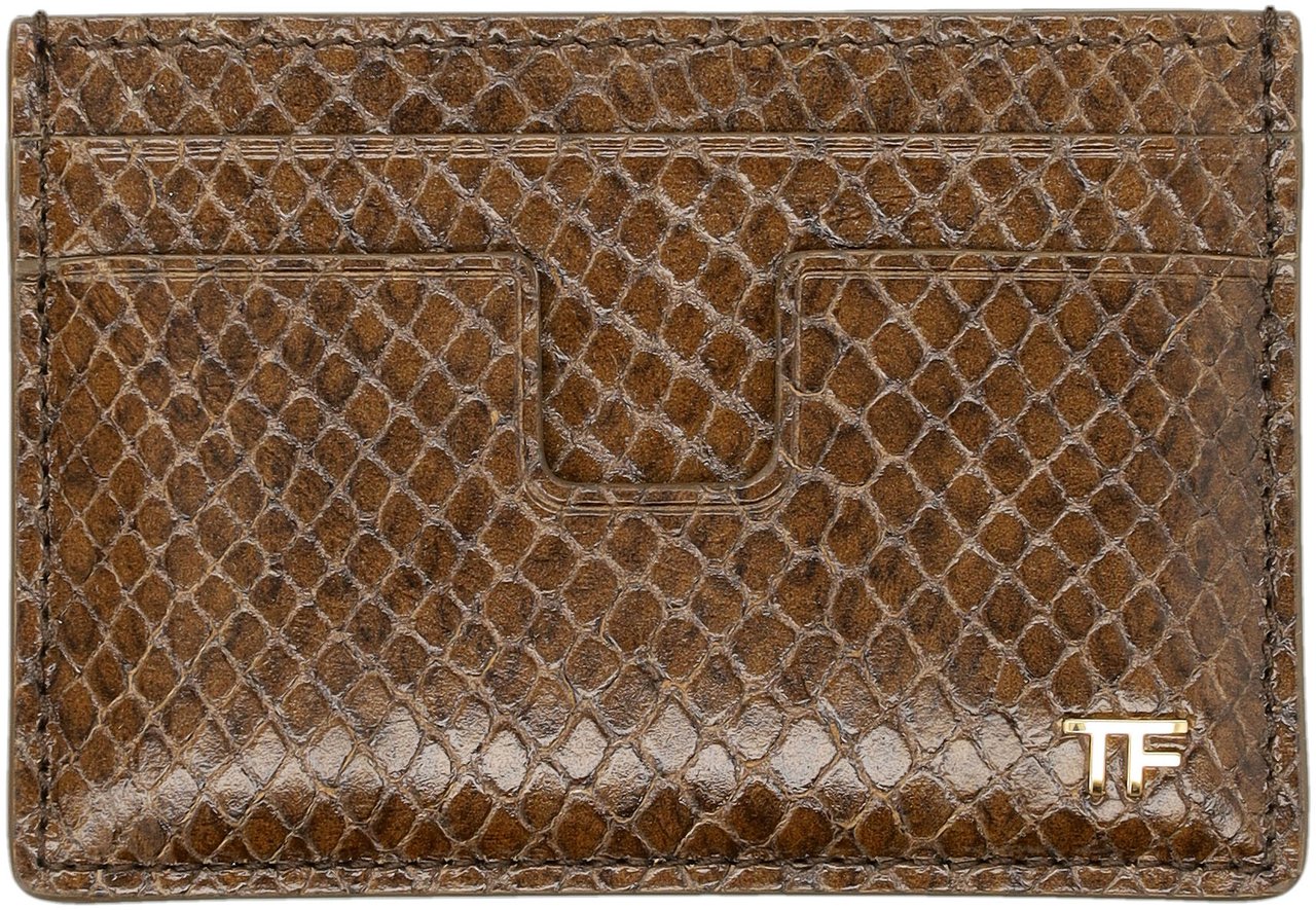Tom Ford Card Wallet Phyton Print Oak Beige Beige