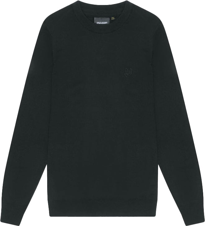 Lyle & Scott Lyle & Scott Tonal Eagle Merino Crew Neck Jumper Zwart