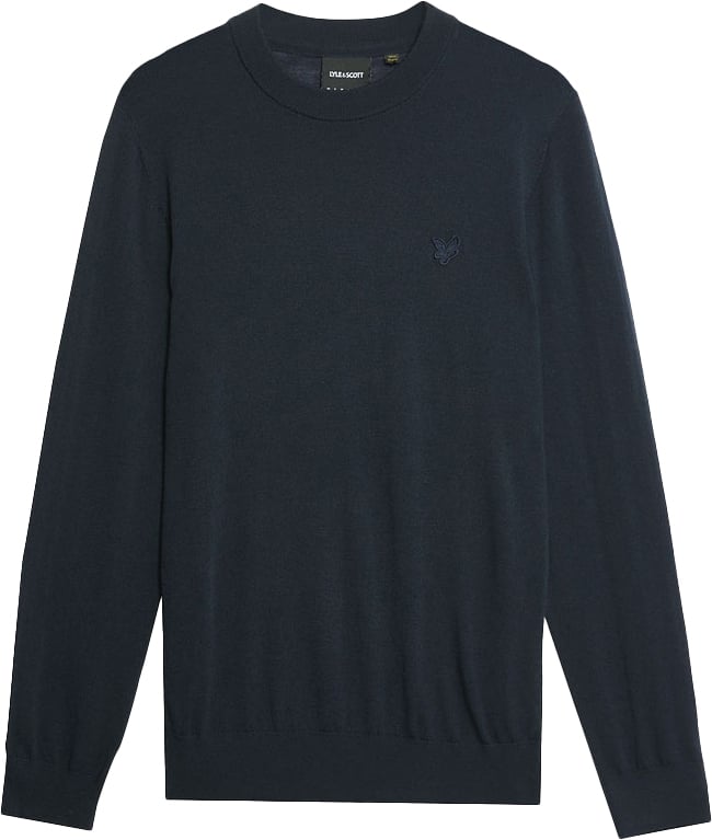 Lyle & Scott Lyle &amp; Scott Tonal Eagle Merino Crew Neck Jumper Blauw