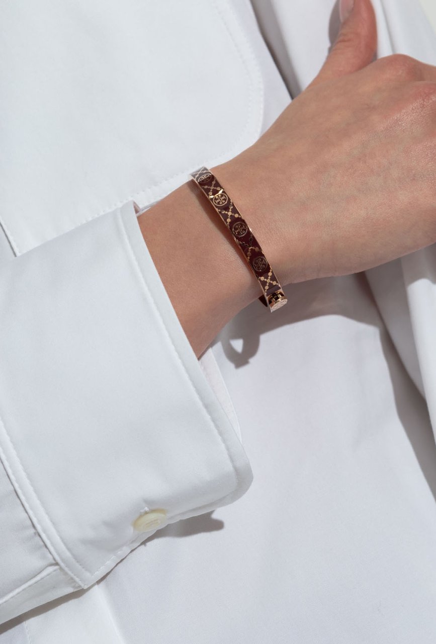 Tory Burch T Monogram Miller Stud Hinge Bracelet Bruin