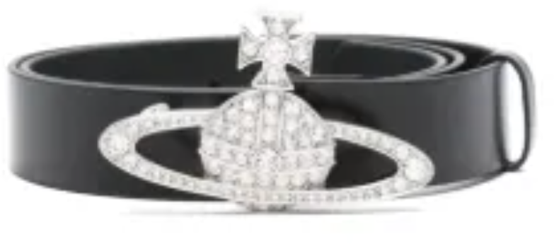 Vivienne Westwood Medium Bas Relief Belt Platinum Crystal Zwart