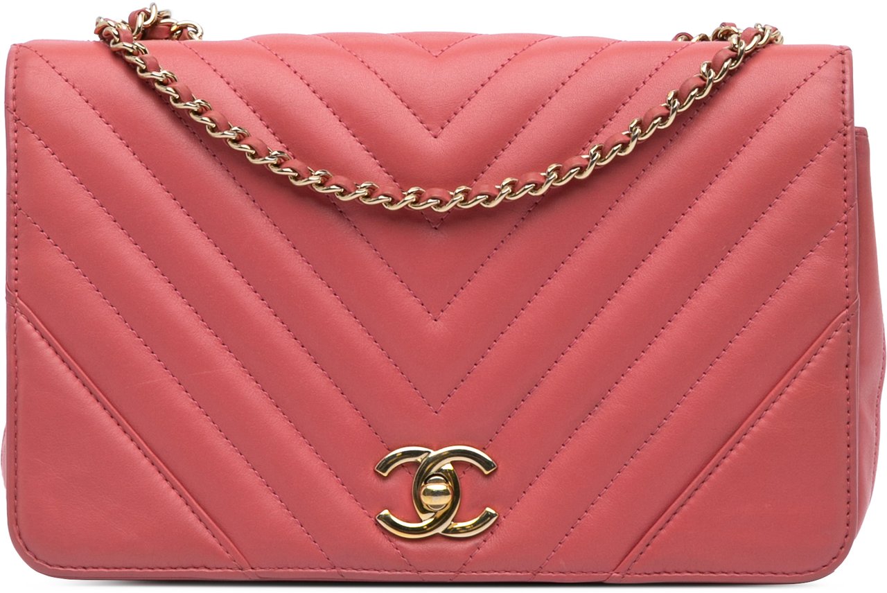 Chanel Medium Chevron Lambskin Statement Flap Roze