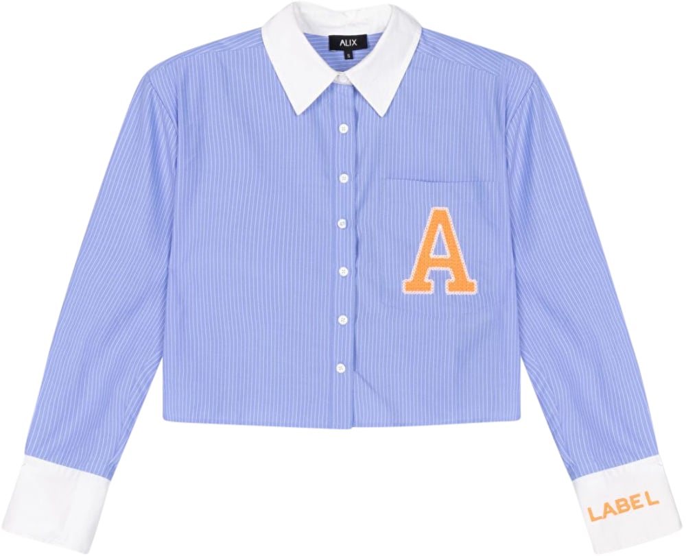 ALIX Cropped Stripe Blouse Blauw