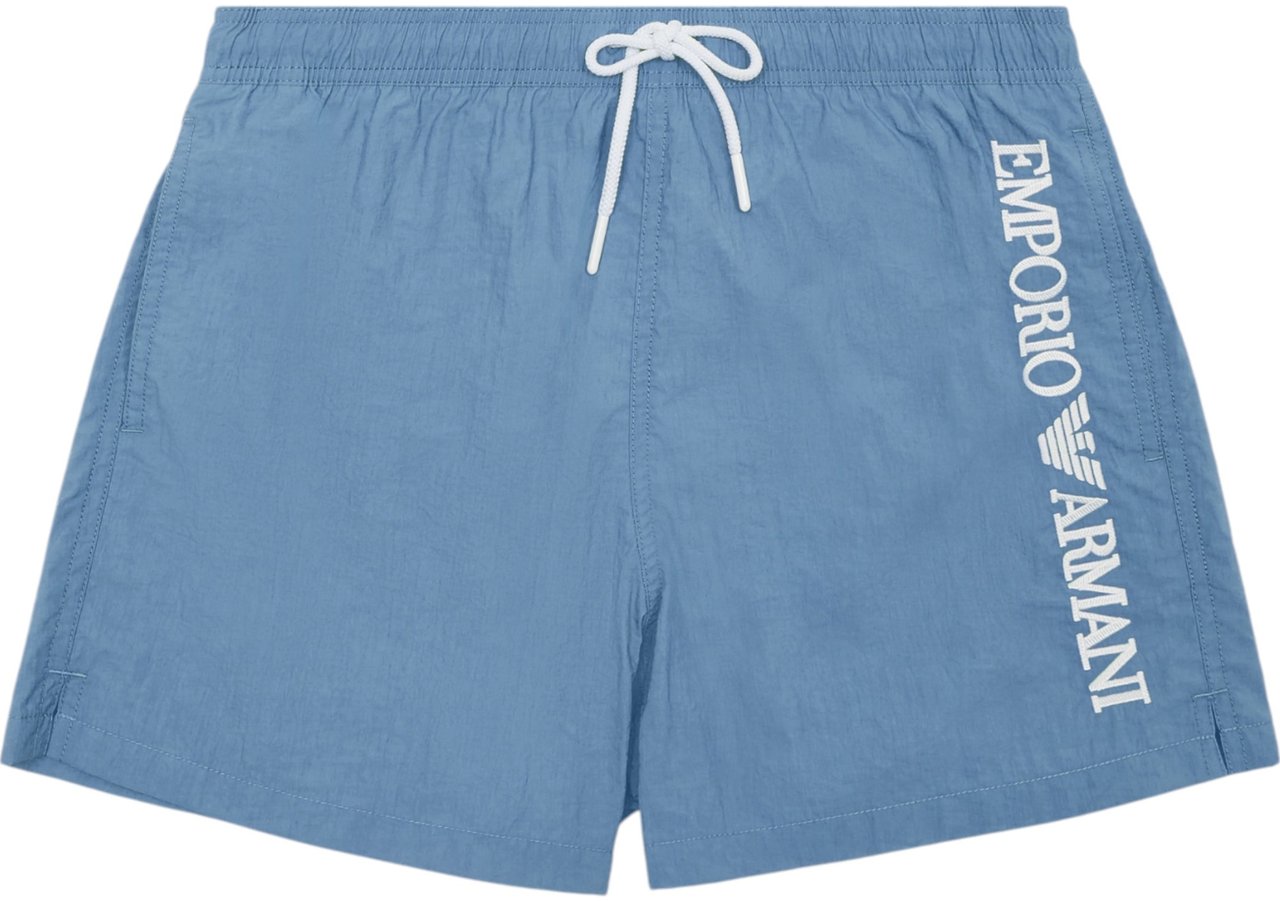 Emporio Armani Man Woven Boxer Beachwear Blauw
