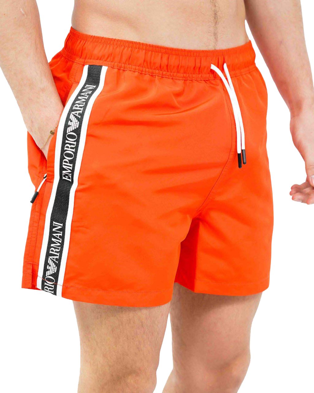 Emporio Armani Man Woven Boxer Beachwear Rood