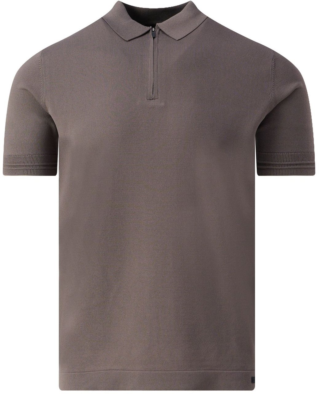 Genti Polo Zip Cool Dry Light Brown Beige