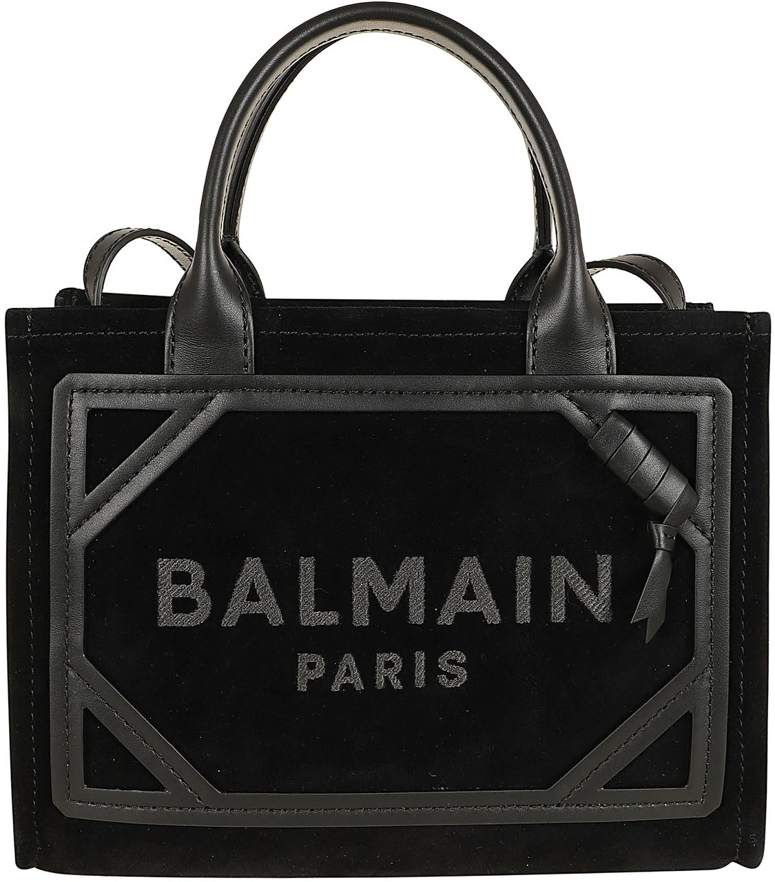 Balmain b-army shopper small-suede Zwart