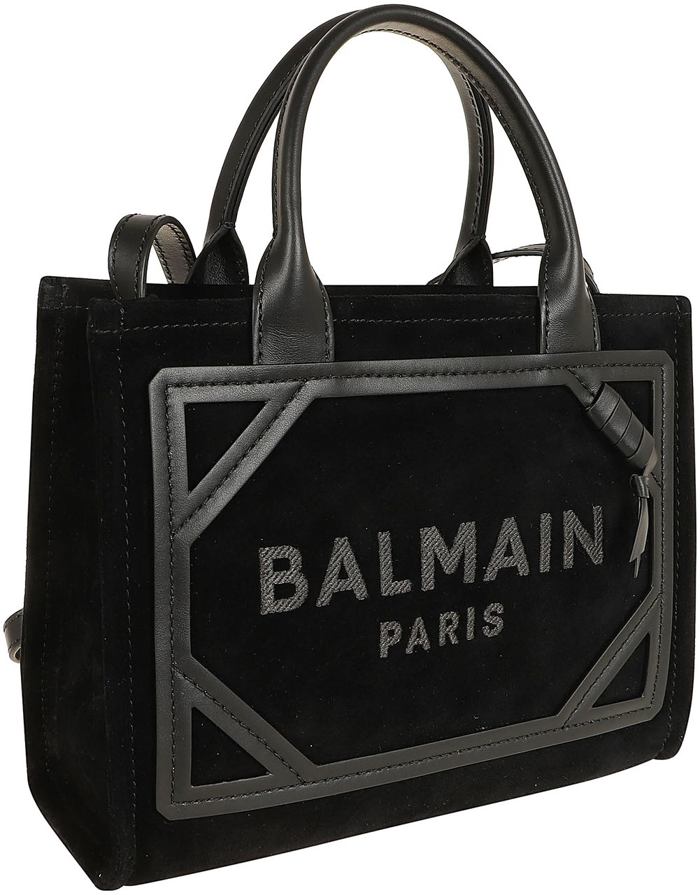 Balmain b-army shopper small-suede Zwart