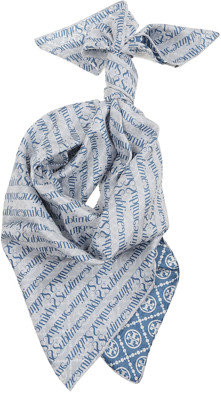 Tory Burch t monogram sublime silk scarf Blauw