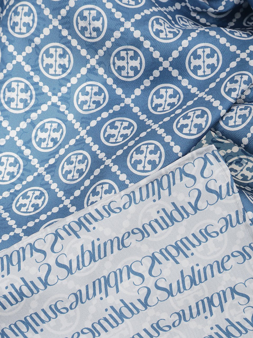 Tory Burch t monogram sublime silk scarf Blauw
