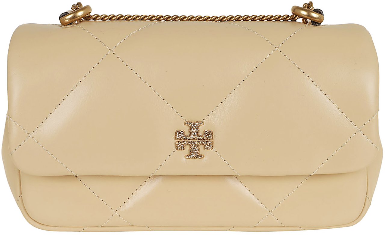 Tory Burch kira quilt pave mini flap bag Geel