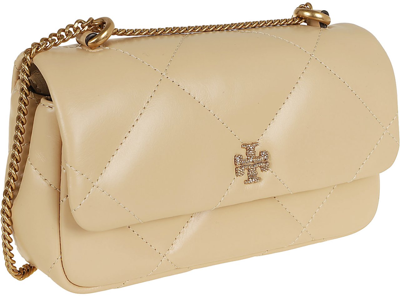 Tory Burch kira quilt pave mini flap bag Geel