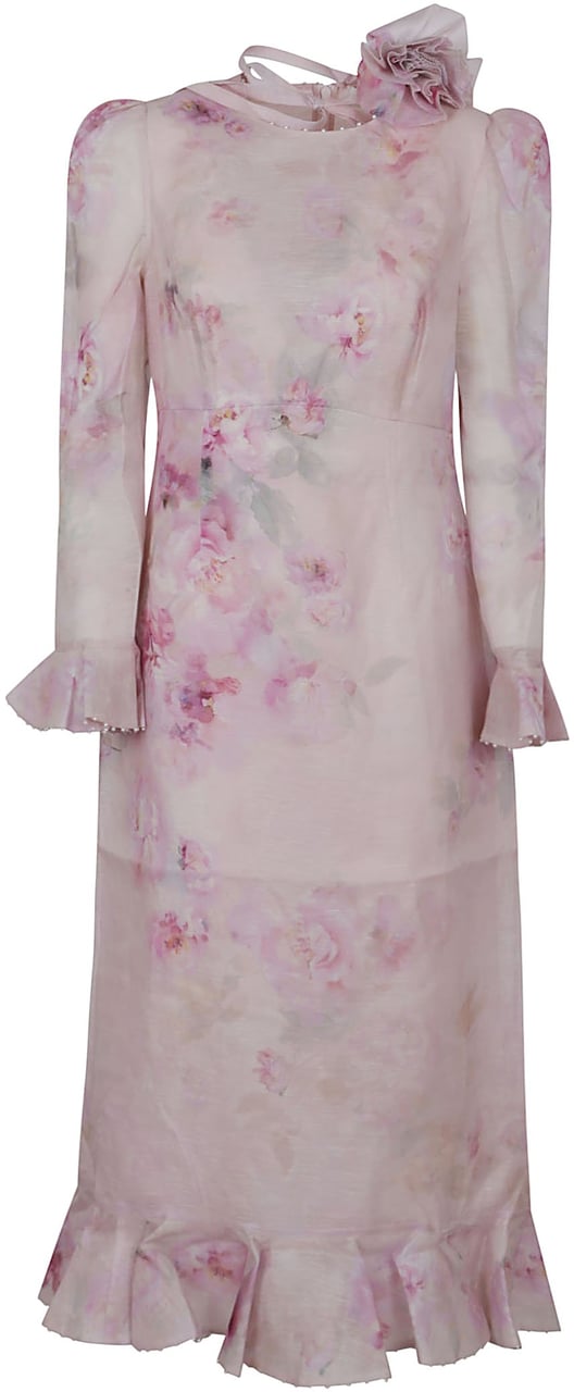knee length dresses for ladies Zimmermann Crush Buttoned Midi Dress Ciara Floral