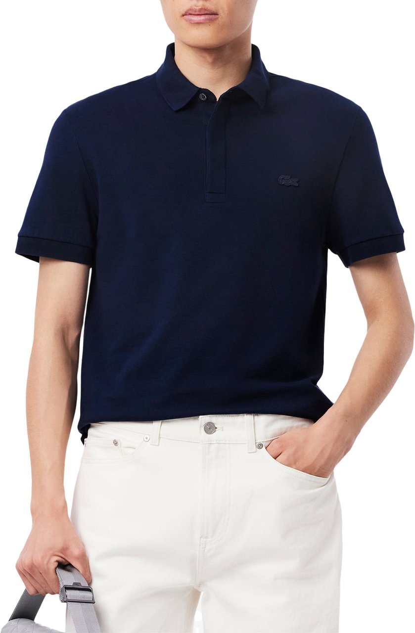 Lacoste Regular Fit Stretch Piqué Polohemd Blauw