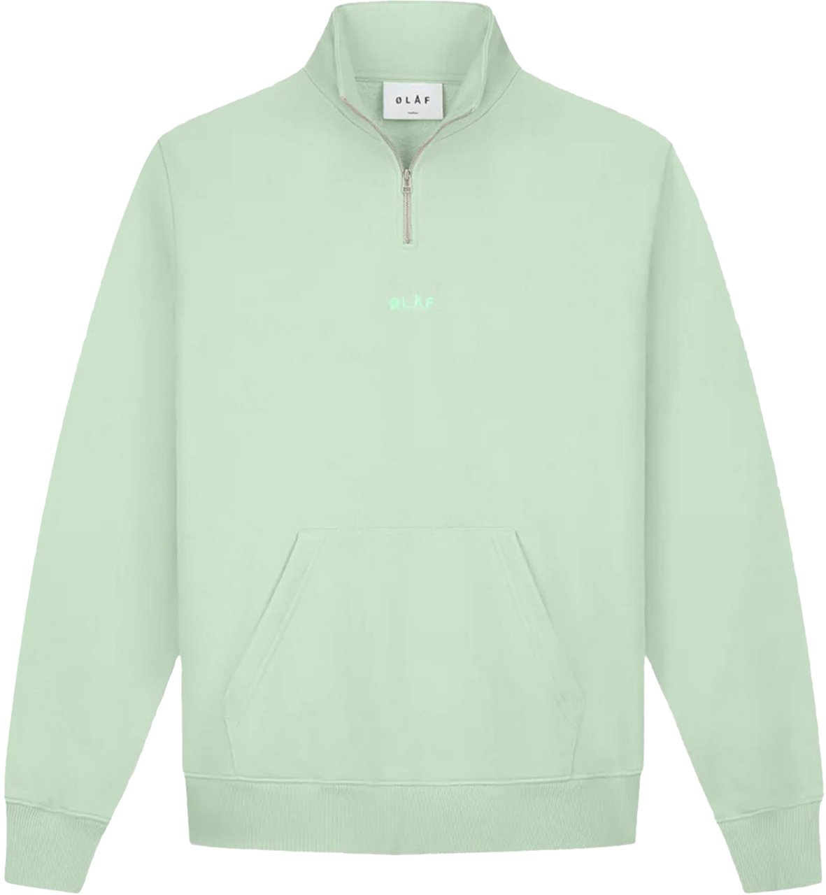 ØLÅF Block Zip Mock Neck Pale Green Groen