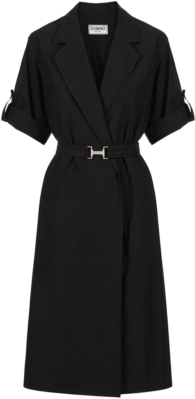 Iceberg Regular fit black dress with canvas belt Zwart