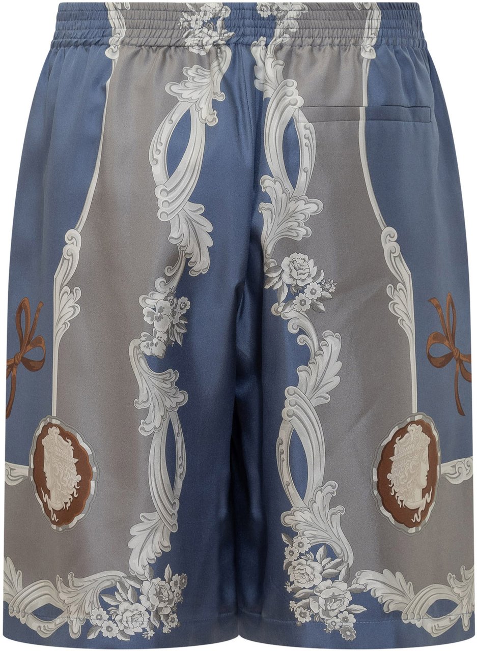 Versace Short in Seta Cameo Blauw