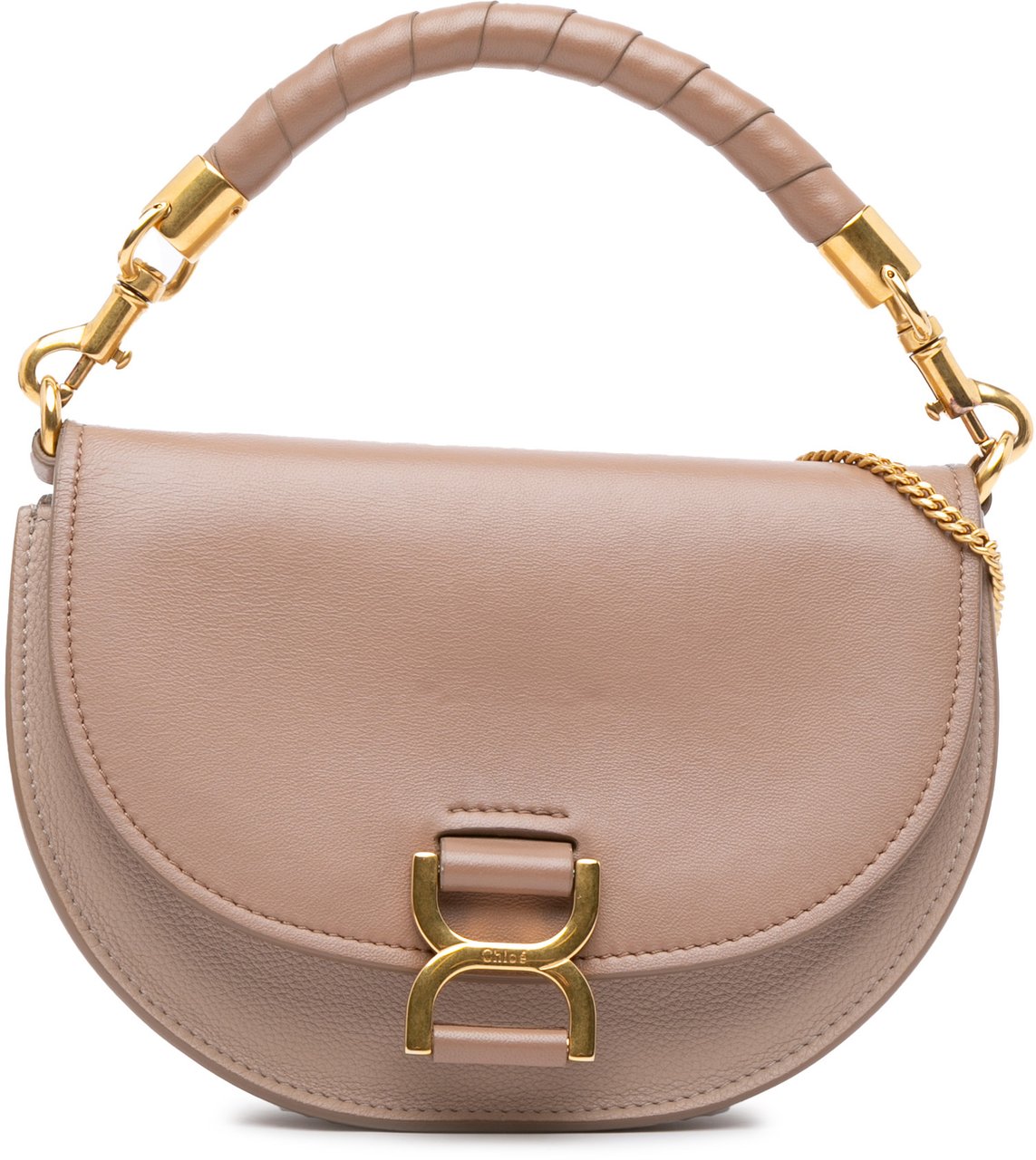 Chloé Grained Calfskin Marcie Chain Flap Bruin