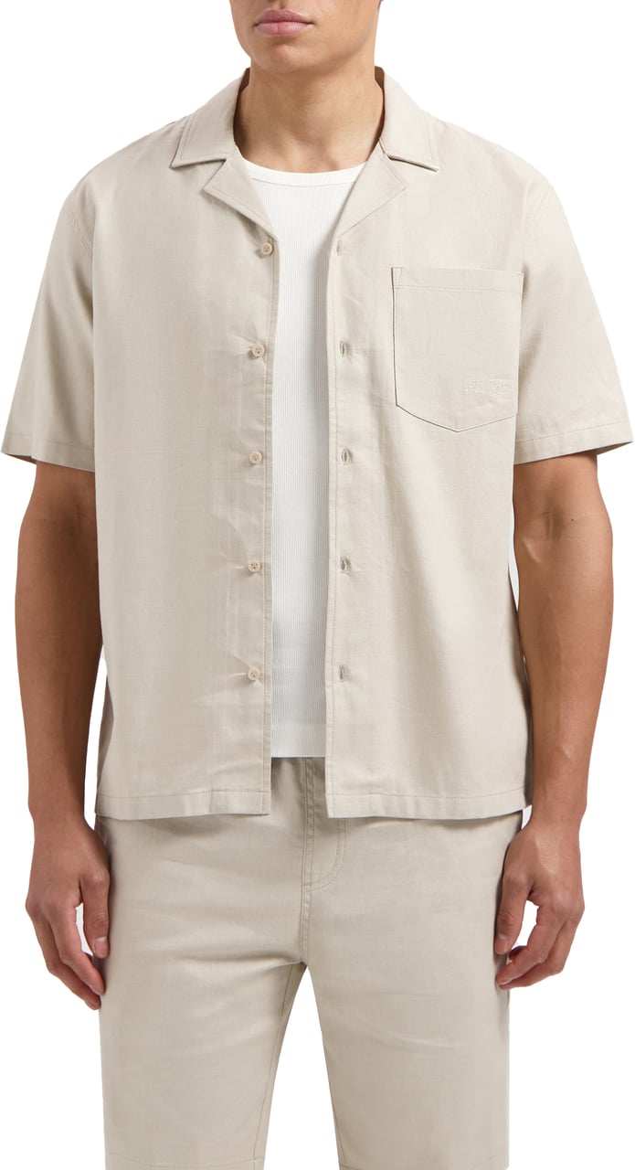 Pure Path Short Sleeve Linen Shirt Beige