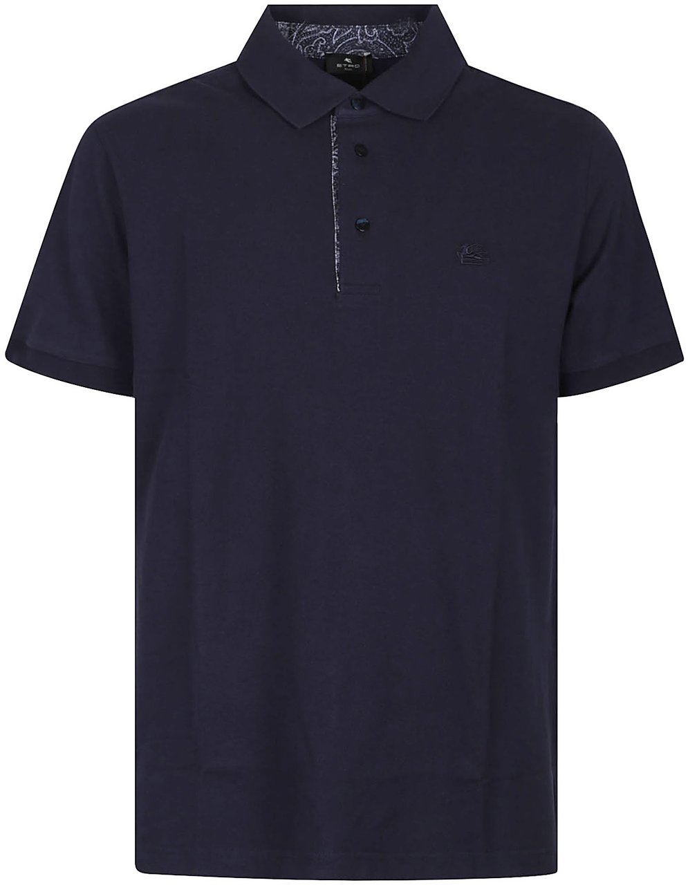 Etro Roma Short Sleeve Printed Details Polo Shirt Blue Blauw