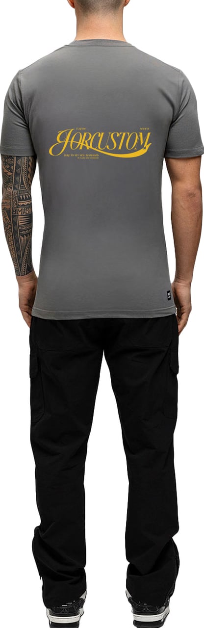 JORCUSTOM Script Slim Fit T-Shirt Antracite Grijs