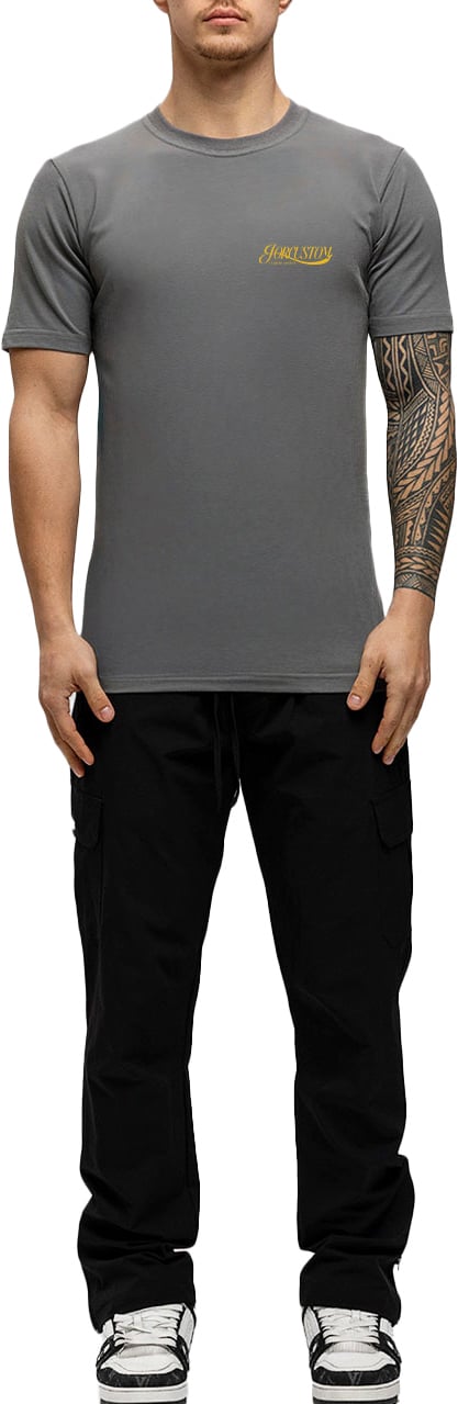 JORCUSTOM Script Slim Fit T-Shirt Antracite Grijs