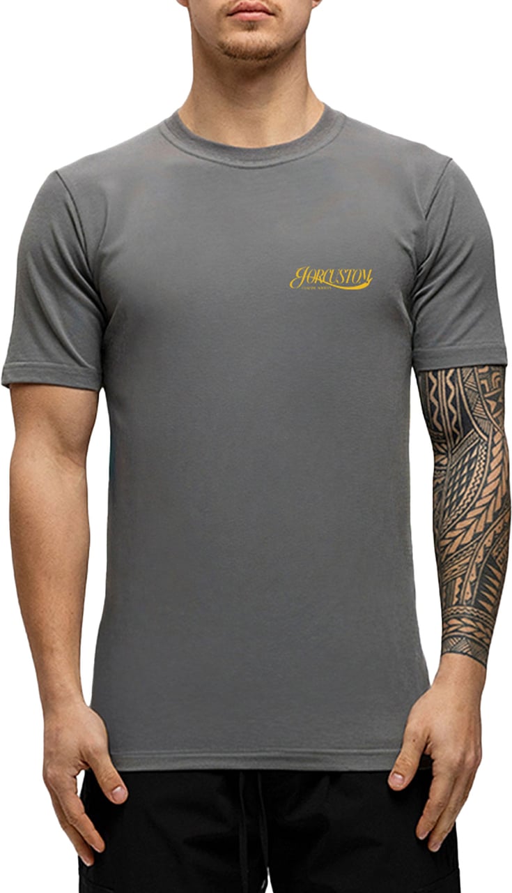 JORCUSTOM Script Slim Fit T-Shirt Antracite Grijs